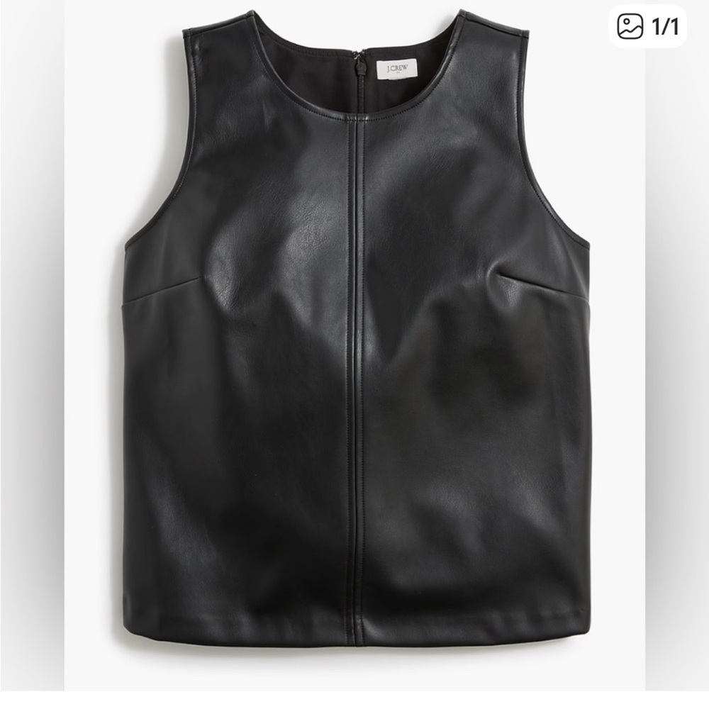 J. Crew Black Faux Leather Sleeveless Shell Top